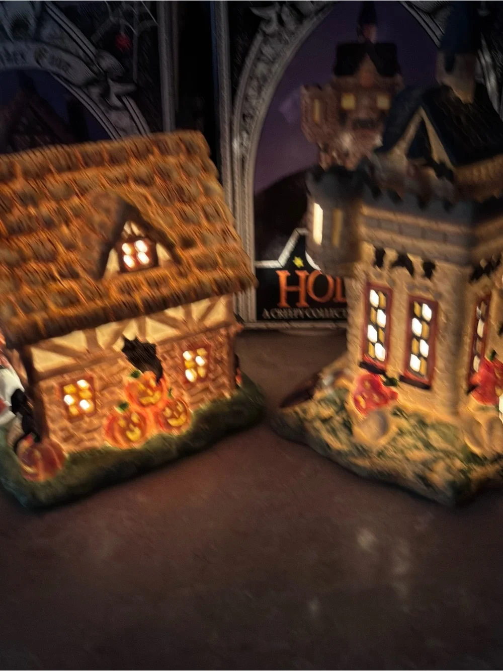 2-VTG Creepy Hollow Witches Cove&Draculas Castle Lighted Halloween House Midwest